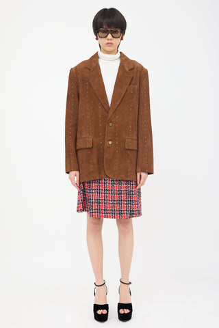 Alessandra Rich Suede Rhinestone Blazer