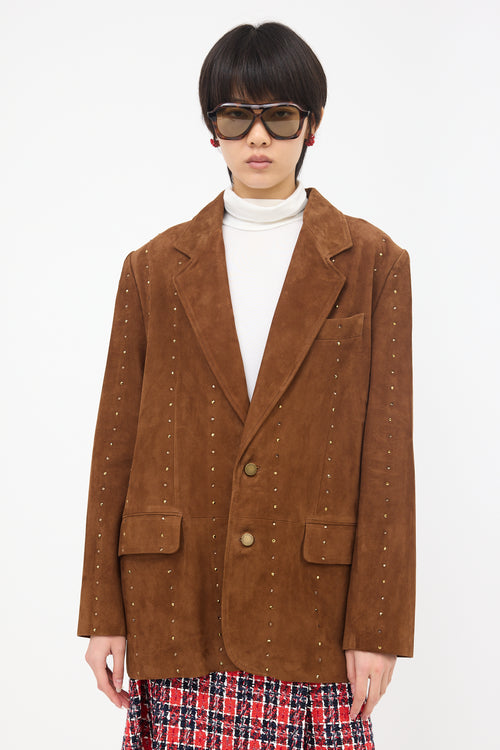 Alessandra Rich Suede Rhinestone Blazer