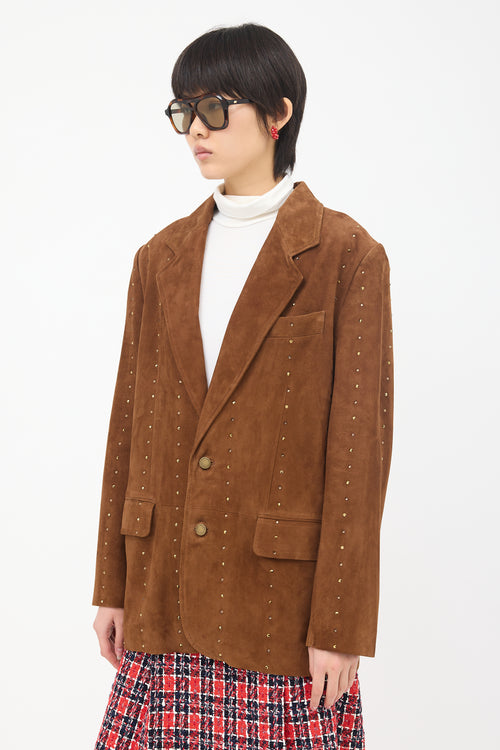 Alessandra Rich Suede Rhinestone Blazer