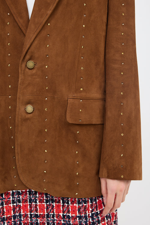 Alessandra Rich Suede Rhinestone Blazer