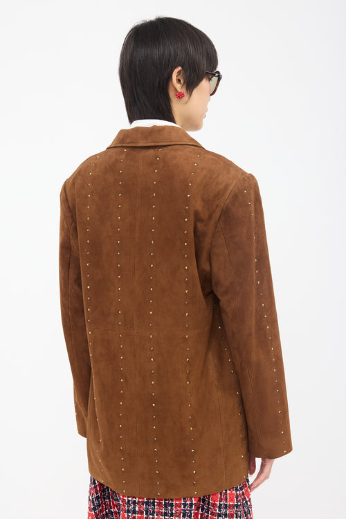 Alessandra Rich Suede Rhinestone Blazer