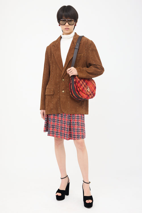 Alessandra Rich Suede Rhinestone Blazer