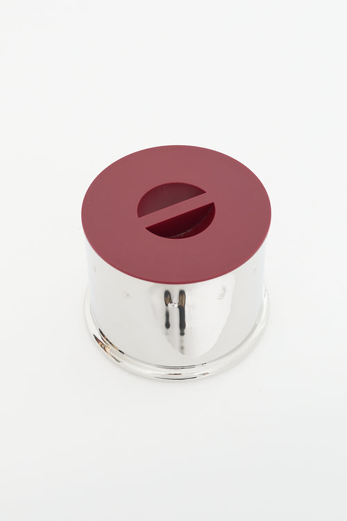 Alessi Burgundy & Stainless Steel Canister