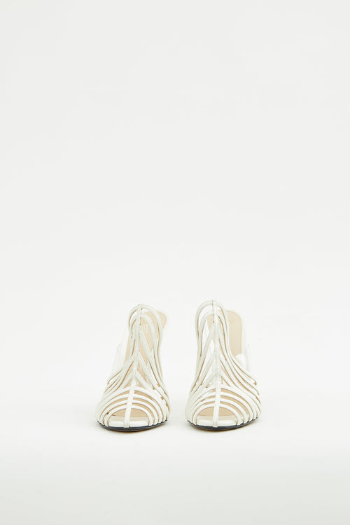 Alevi White Leather PVC High Heel Mule