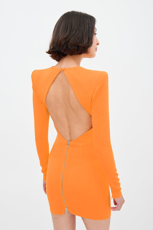 Alex Perry Neon Orange Open Back Mini Dress