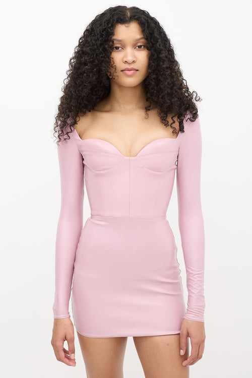 Alex Perry Pink Patent Faux Leather Mini Dress