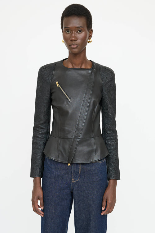 McQueen Textured Leather Jacket