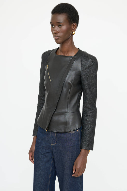 McQueen Textured Leather Jacket