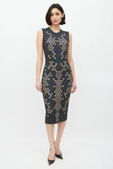 Alexander McQueen SS 2013 Navy & Cream Honeycomb Dress