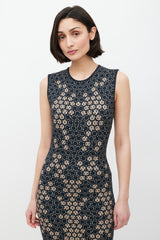 Alexander McQueen SS 2013 Navy & Cream Honeycomb Dress