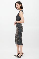 Alexander McQueen SS 2013 Navy & Cream Honeycomb Dress