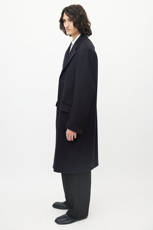 Alexander McQueen Black Cashmere Tonal Stitched Coat