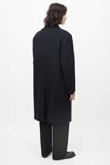Alexander McQueen Black Cashmere Tonal Stitched Coat