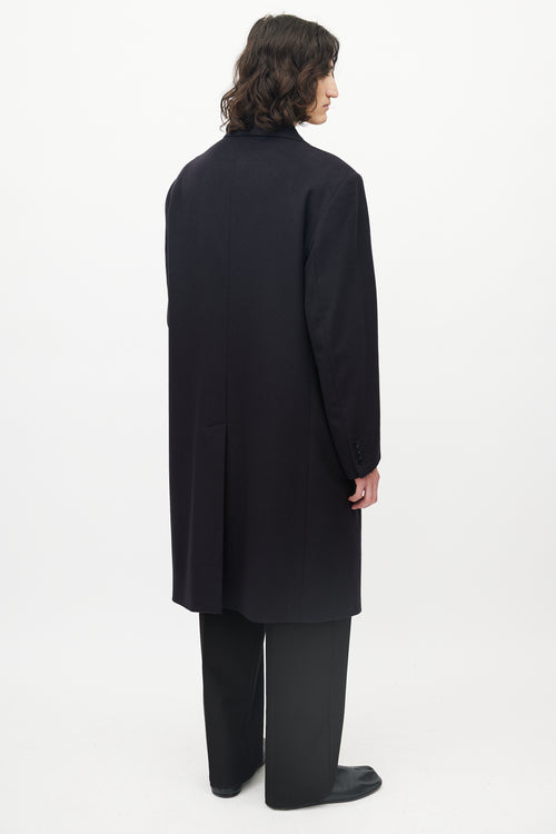 Alexander McQueen Black Cashmere Tonal Stitched Coat