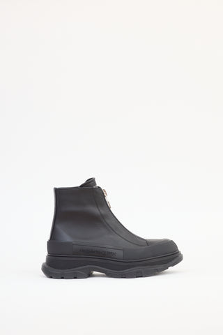 Alexander McQueen Black Leather Tread Slick Chunky Boot