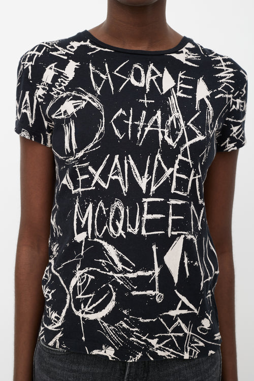 Alexander McQueen Black & Cream Scribble Logo T-Shirt