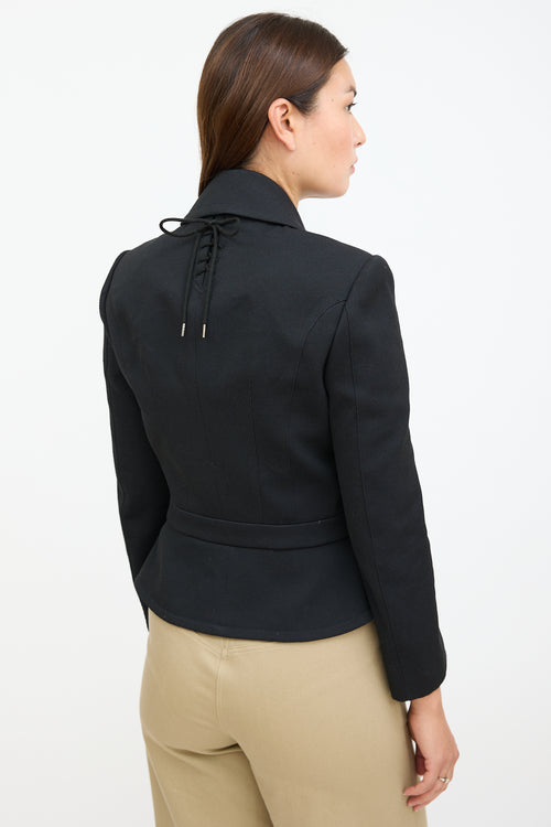 Black Double Breasted Peplum Blazer