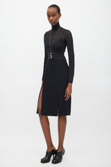 Alexander McQueen Black Double Slit Pencil Skirt