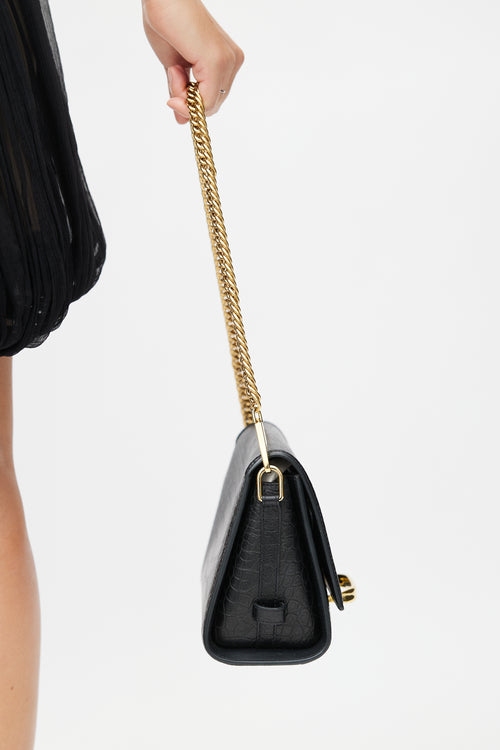 Alexander McQueen Black Embossed Leather The Story Shoulder Bag