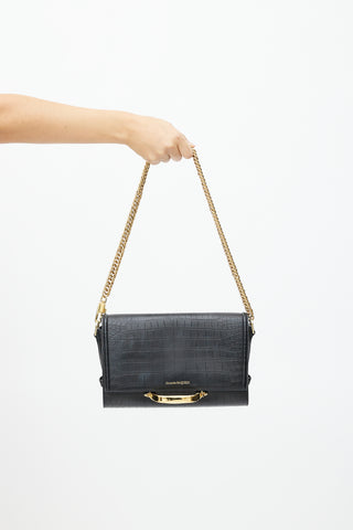 Alexander McQueen Black Embossed Leather The Story Shoulder Bag