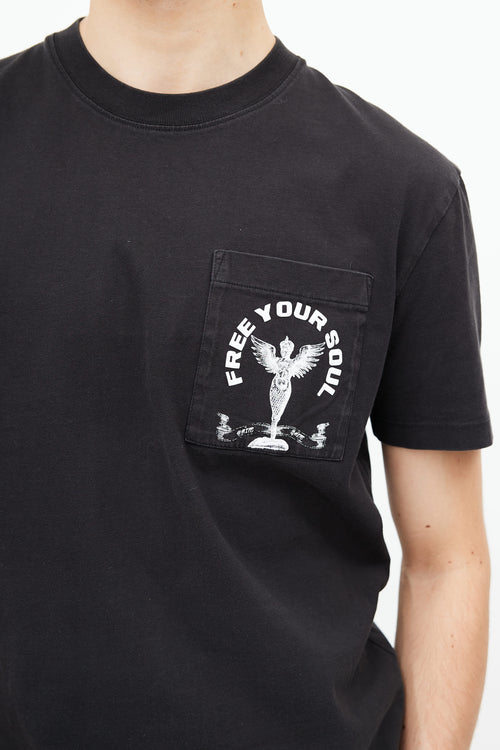 Alexander McQueen Black Free Your Soul Print T-Shirt