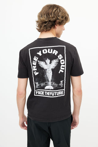 Alexander McQueen Black Free Your Soul Print T-Shirt