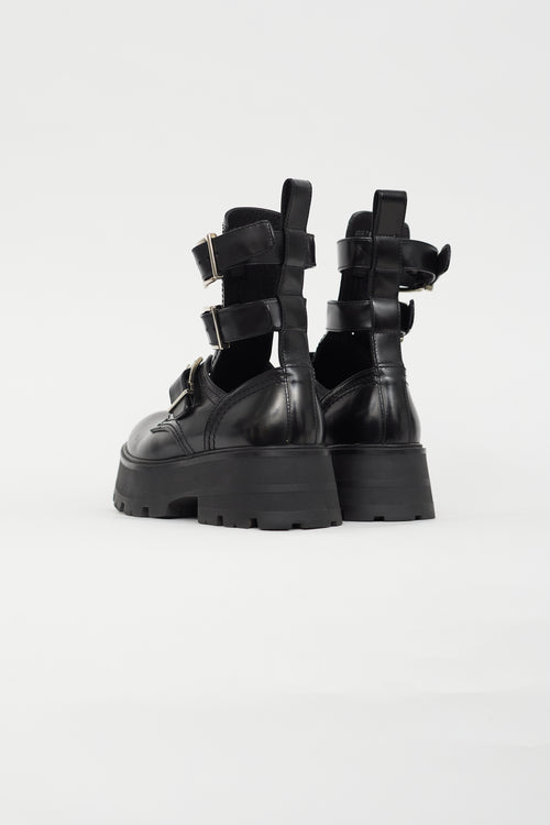 Alexander McQueen Black Leather Cage Boot