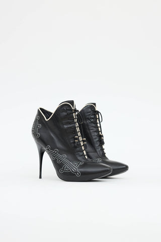 McQueen Embroidered High Heel Boot