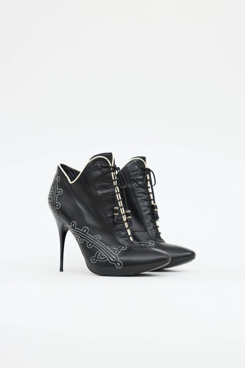 McQueen Embroidered High Heel Boot