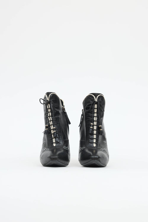 McQueen Embroidered High Heel Boot