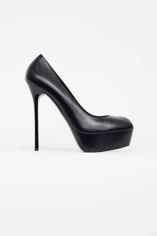 Alexander McQueen Black Leather Platform Heel