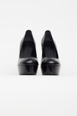 Alexander McQueen Black Leather Platform Heel