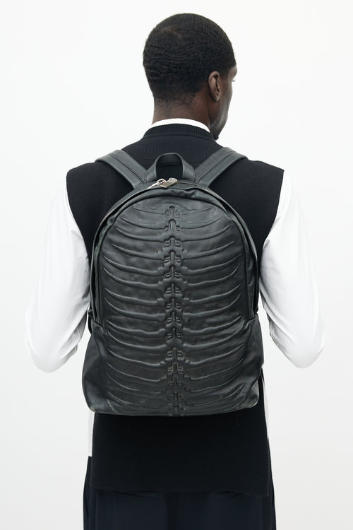 Alexander McQueen Black Leather Rib Cage Backpack
