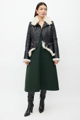 Alexander McQueen Black Leather & Shearling Biker Jacket