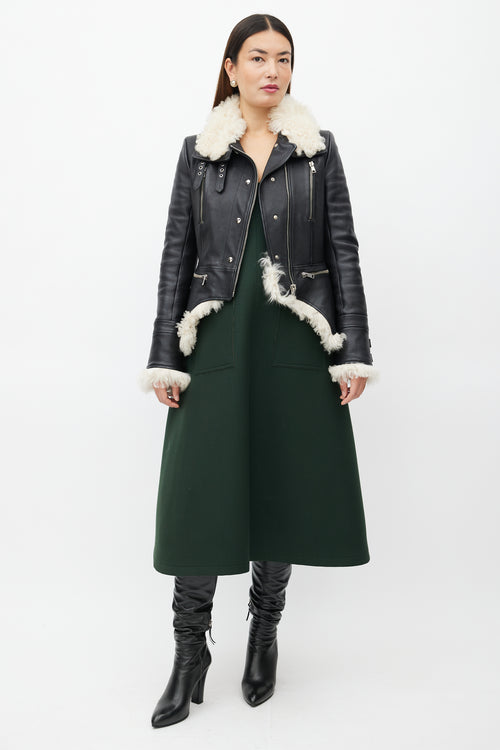 Alexander McQueen Black Leather & Shearling Biker Jacket