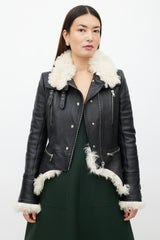 Alexander McQueen Black Leather & Shearling Biker Jacket