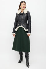 Alexander McQueen Black Leather & Shearling Biker Jacket