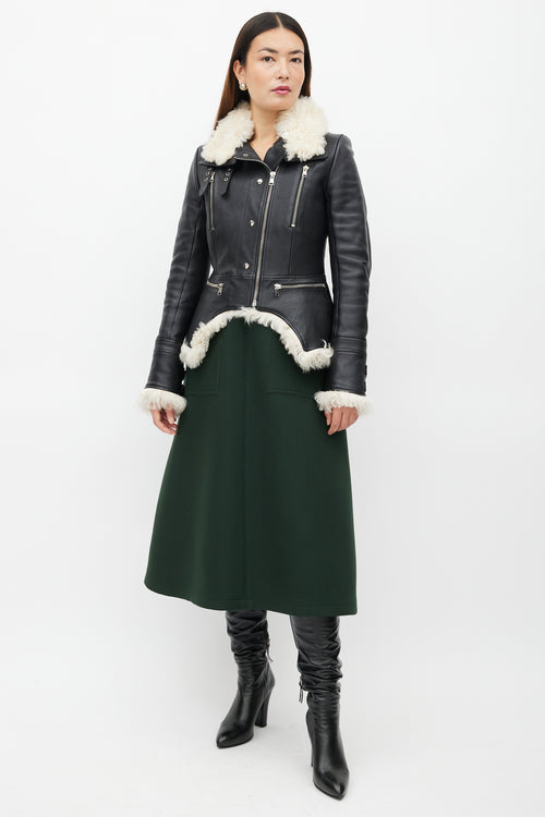 Alexander McQueen Black Leather & Shearling Biker Jacket