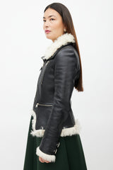 Alexander McQueen Black Leather & Shearling Biker Jacket