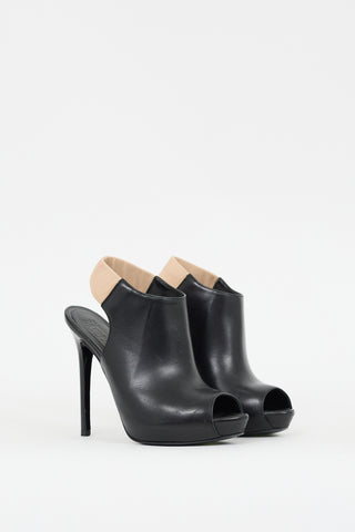 Alexander McQueen Black Leather Slingback Glove Platform Heel