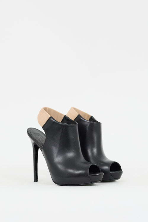 Alexander McQueen Black Leather Slingback Glove Platform Heel