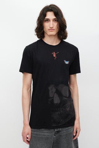 Alexander McQueen Black & Multicolour Embroidered Skeleton T-Shirt