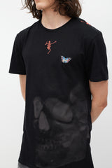 Alexander McQueen Black & Multicolour Embroidered Skeleton T-Shirt