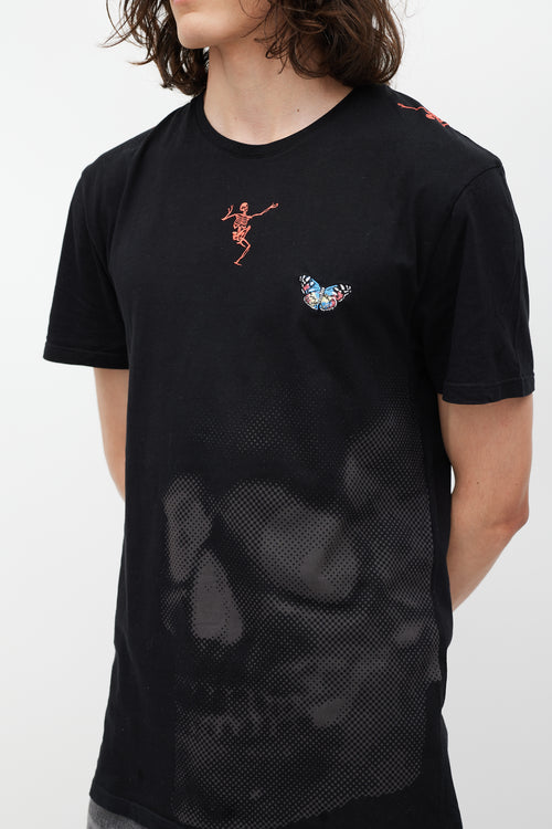 Alexander McQueen Black & Multicolour Embroidered Skeleton T-Shirt