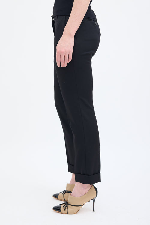 Alexander McQueen Black Wool Pleated Straight Leg Trouser