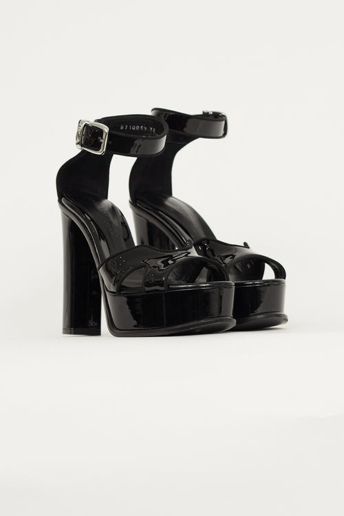 Alexander McQueen Black Patent Platform Strappy Heel