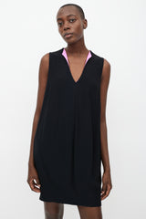 Alexander McQueen Black & Pink V-Neck Dress