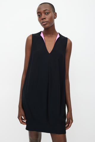 Alexander McQueen Black & Pink V-Neck Dress