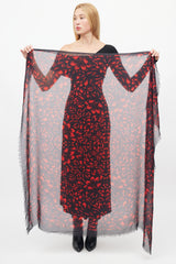 Alexander McQueen Black & Red Floral Scarf