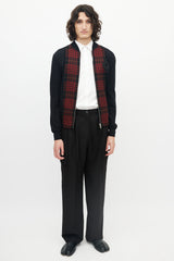 Alexander McQueen Black & Red Wool Plaid Front Jacket